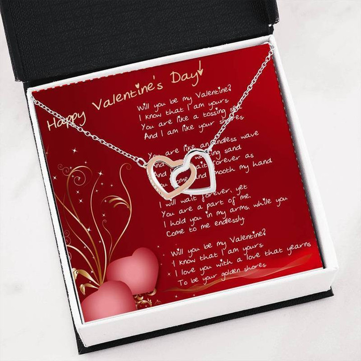 Valentines Interlocking Hearts Necklace With Free Message Card Will you my valentine Gift for Christmas, Gift idea for family,Jewelry Made in US