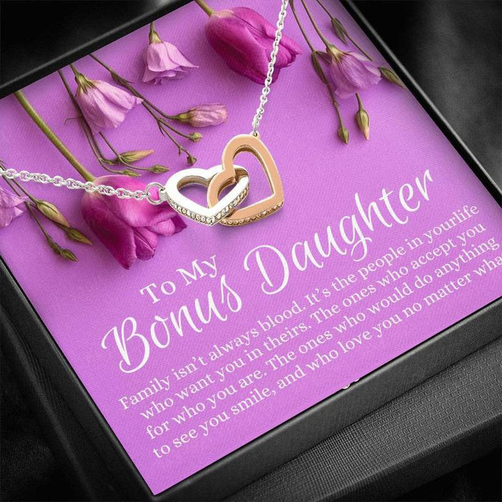 Bonus Daughter Birthday Gifts Necklace Interlocking Heart Necklace Silver Gold Chain, Best Gift Idea, Christmas gifts, Birthday gift
