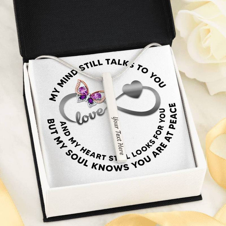 Family Butterfly My Mind Still Talks To You - Necklace With Gift Box Message - Engraved 2 Sided - RuddyCheeks  Jewelry Best Gift Idea GI-NA00259-01