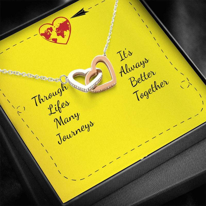 To My Wife Interlocking Heart Necklace Silver Gold Chain, Best Gift Idea, Christmas gifts, Birthday gift