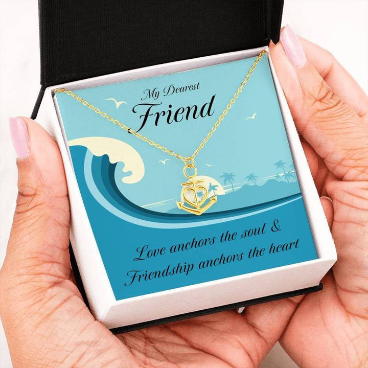 Friendship Anchor Necklace Steel/Gold Chain, Best Gift Idea, Christmas gifts, Birthday gift