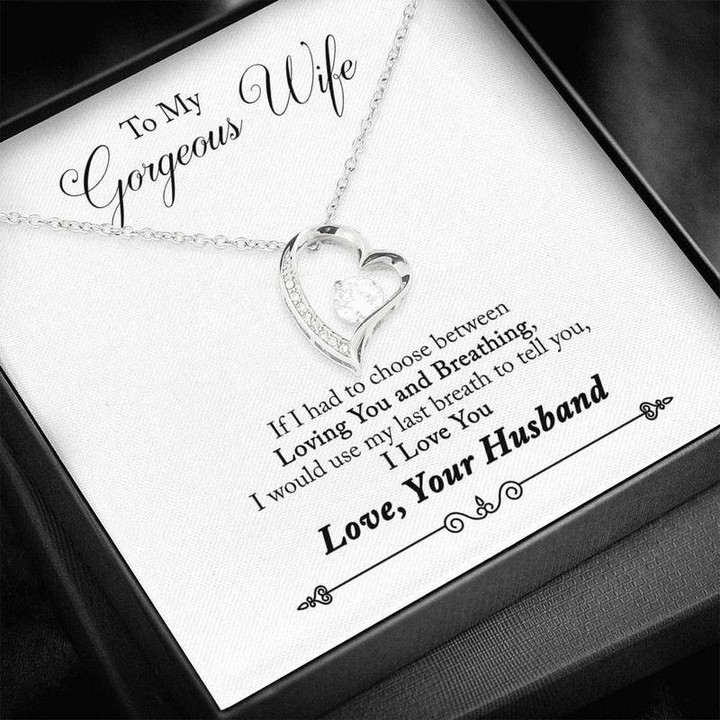 To My Gorgeous Wife from Husband Forever Love Necklace with on Demand Message Card Necklace Gold Chain, Best Gift Idea, Christmas gifts, Birthday gift