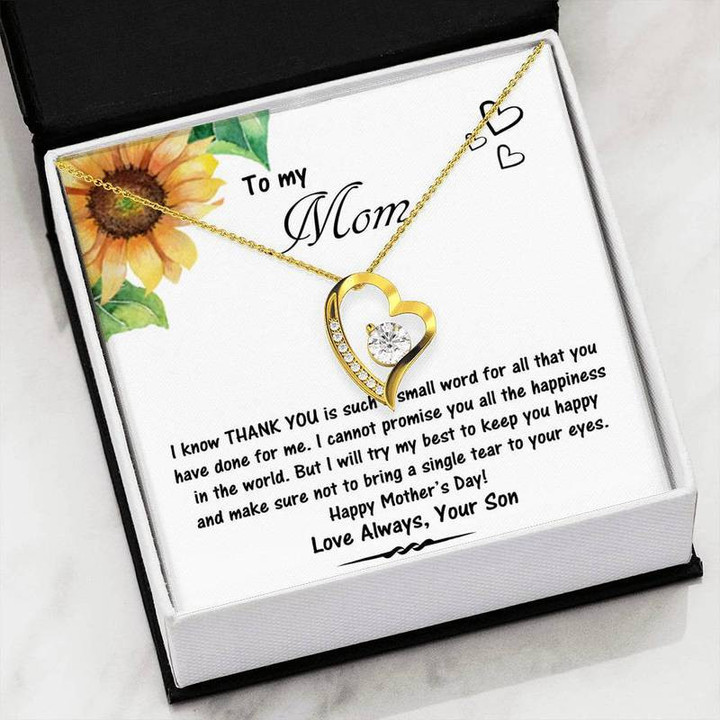 Forever Love Heart Necklace - Son to Mom: Happy Mother's Day Gift for Christmas, Gift idea for family,Jewelry Made in US