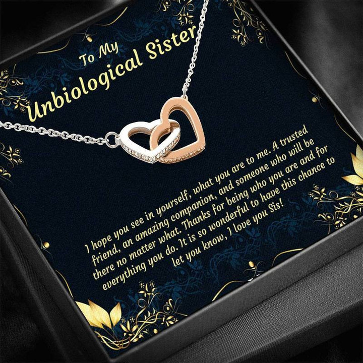 Unbiological sister necklaceSoul SisterBig Little SororitySister in Law NecklaceStep Sister GiftTribe NecklaceBest Friend GiftBFF Gift Interlocking Heart Necklace Silver Gold Chain, Best Gift Idea, Christmas gifts, Birthday gift