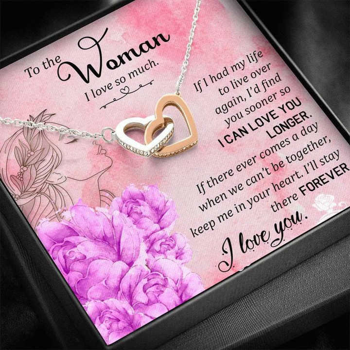 To The Woman I Love So Much Inter Locked Heart Necklace Interlocking Heart Necklace Silver Gold Chain, Best Gift Idea, Christmas gifts, Birthday gift