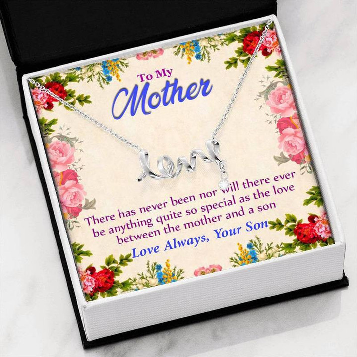 To My Mother Scripted Love Necklace High Polished .316 Surgical Steel Scripted Love