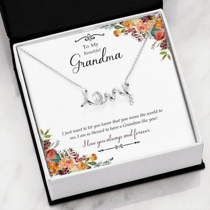 To My Grandma - Scripted Love Necklace - SL01 Gift for Christmas, Gift idea for family,Jewelry Made in US