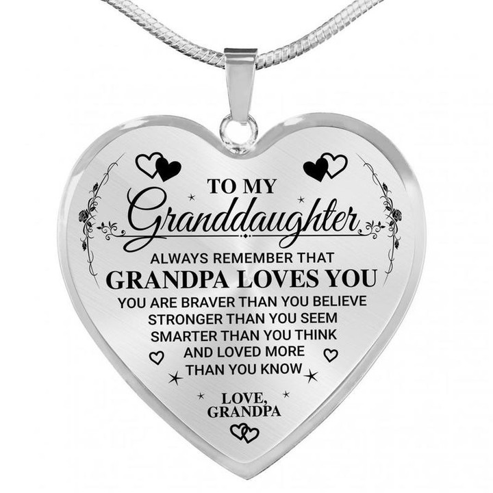 To My Granddaughter - Love Grandpa (Heart Necklace) Gift for Christmas, Gift idea for family,Jewelry Made in US
