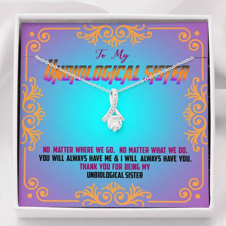To Unbiological Sister Alluring  Beauty Necklace with POD Message Card