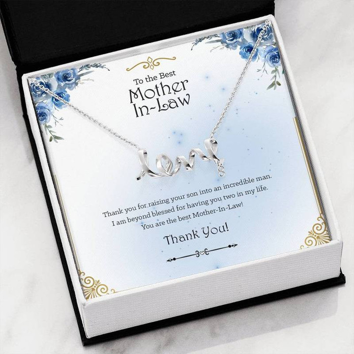 To The Best Mother-in-Law - Scripted Love Necklace - SL03 Gift for Christmas, Gift idea for family,Jewelry Made in US