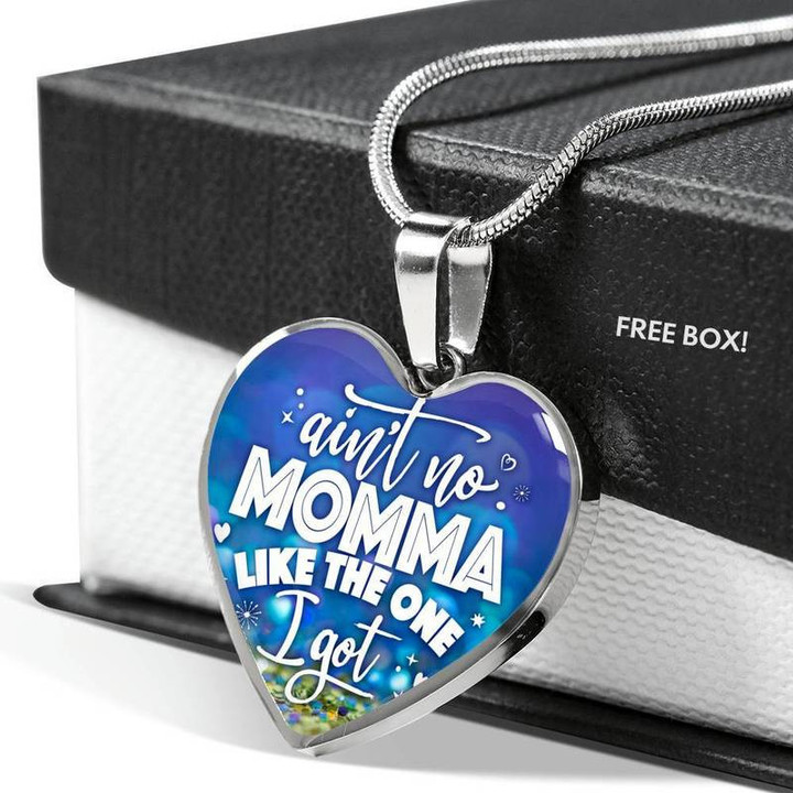 Ain't No Momma Like The One I Got Premium Heart Pendant Luxury Necklace Steel/Gold Chain, Best Gift Idea, Christmas gifts