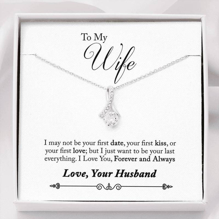 To Wife From Husband Alluring Beauty Necklace 14k White Gold