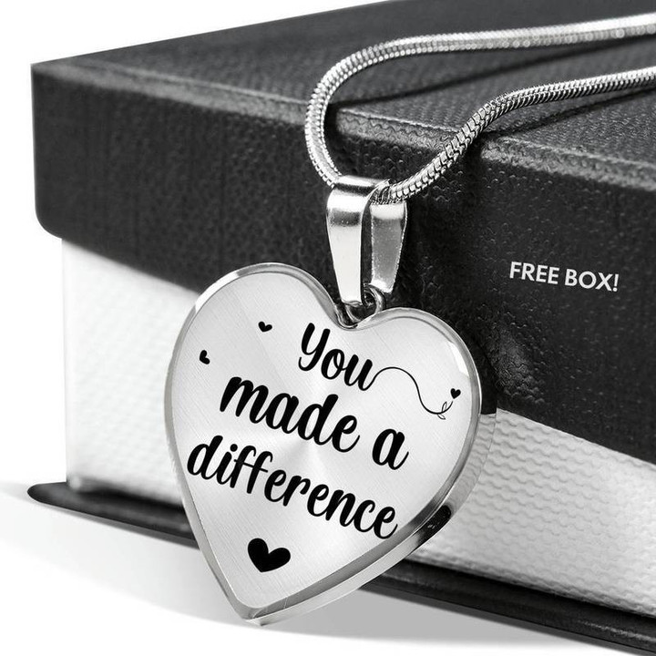 You Made a Difference - Heart Necklace Gift for Christmas, Gift idea for family,Jewelry Made in US