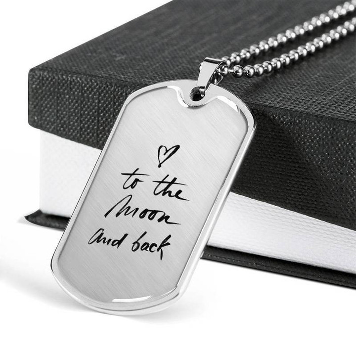 To the Moon and Back - Dog Tag Necklace Gift for Christmas, Gift idea for family,Jewelry Made in US