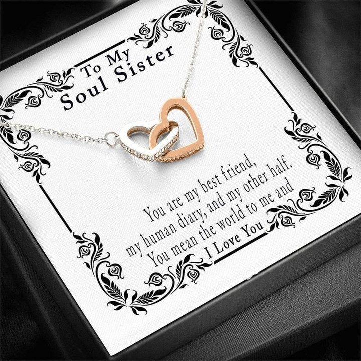 Amazing Gift Idea for Your Best Friend - Heart Necklace with Friendship Quote Interlocking Heart Necklace Steel/ Gold Chain, Best Gift Idea, Christmas gifts