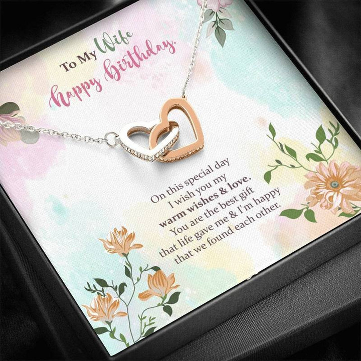 Best Birthday Gift for Wife (ID3) Interlocking Heart Necklace Silver Gold Chain, Best Gift Idea, Christmas gifts, Birthday gift