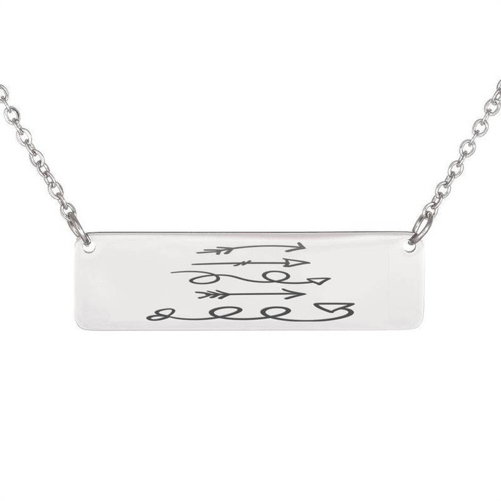DOODLE ARROWS ARTWORK Stainless Steel Horizontal Bar Necklace
