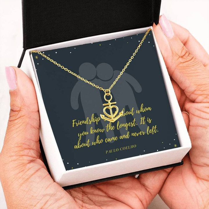 Anchor Heart Necklace Friendship Inspirational Message Card 001 Anchor Necklace Steel/Gold Chain, Best Gift Idea, Christmas gifts, Birthday gift