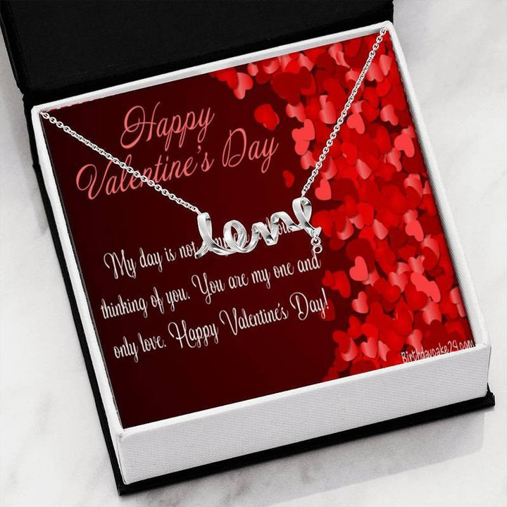 Valentines Scripted Love Necklace With Free Message Card My Day is not complete without you Gift for Christmas, Gift idea for family,Jewelry Made in US