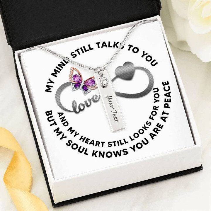 Family Butterfly My Mind Still Talks To You - Engraved Necklace With Gift Message Card - RuddyCheeks  Jewelry Best Gift Idea GI-NA00259-03