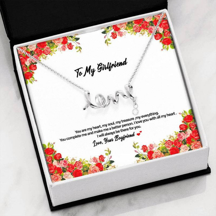 To my Girlfriend Scripted Love Necklace Gift for Christmas, Gift idea for family,Jewelry Made in US