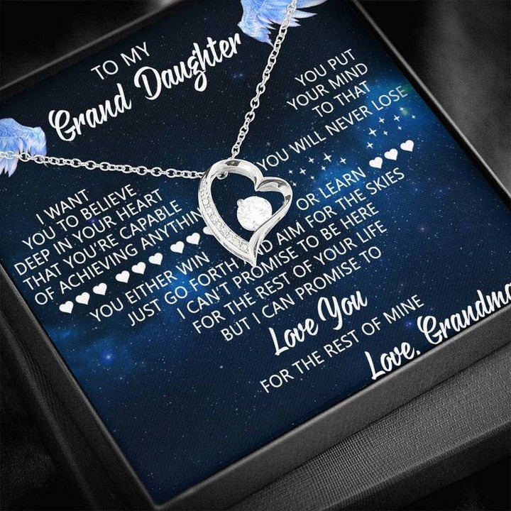To My Granddaughter Love You For The Rest Of My Life Heart Necklace Gold Chain, Best Gift Idea, Christmas gifts, Birthday gift