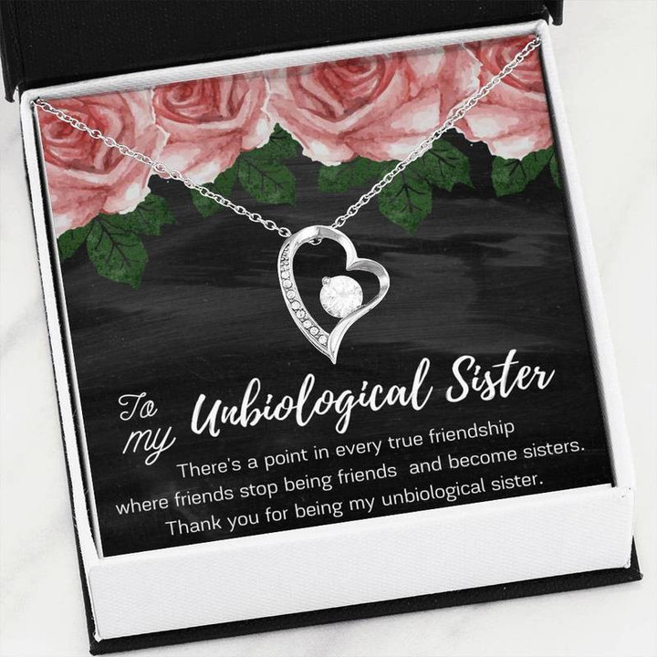 Unbiological Sister Gift- Heart Necklace Gift for Christmas, Gift idea for family,Jewelry Made in US