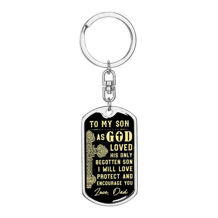 To My Son Gifts Love Dad - Dog Tag Pendant Keychain