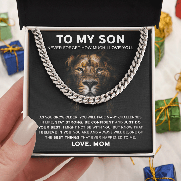 To My Son - Never Forget How Much I Love You - Gifts For Son From Mom - Cuban Link Chain
