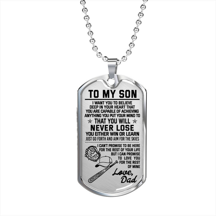 Baseball Son Gifts - To My Son - I Want You to Believe Deep in Your Heart Love Dad