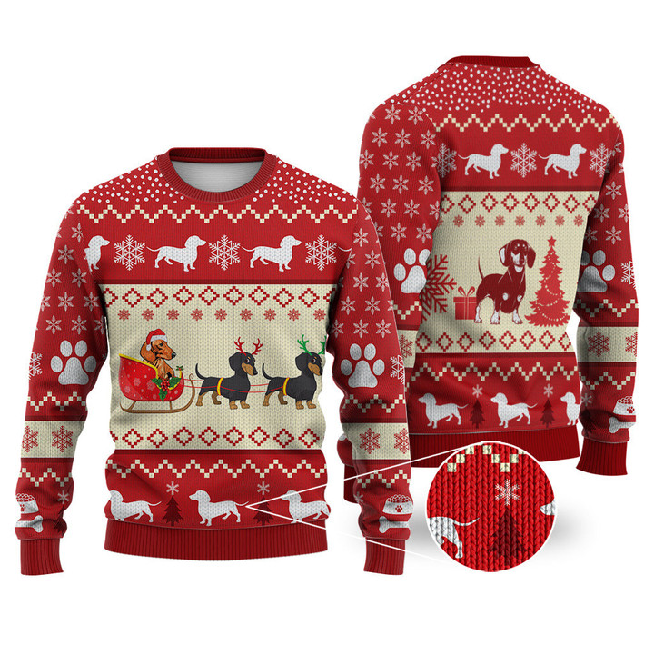 Dachshund Dog Reindeer Christmas Sweater Christmas Knitted Print Sweatshirt - Best Gift For Christmas, Noel Malalan Sweater 2022