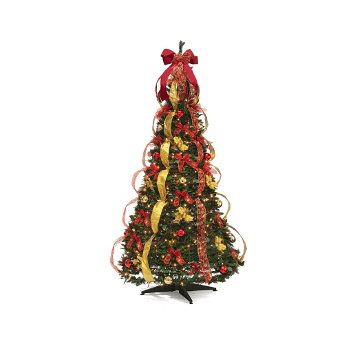 Prextex Christmas Tree Fully Decorated Pre-Lit 6 Ft Pull Up Pop Up Out Of Box