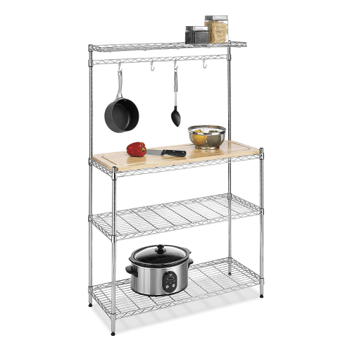 Whitmor Supreme Baker’s Rack With Food Safe Removable Wood Cutting Board, Chrome