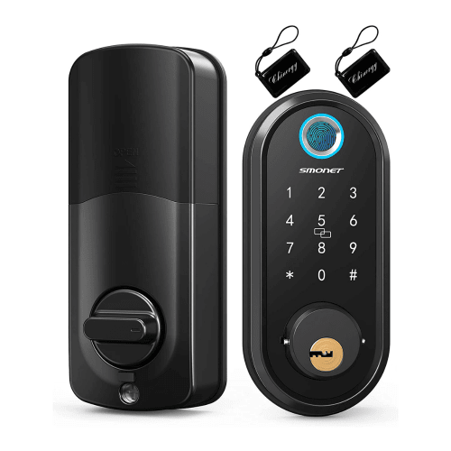 Smonet Electronic Bluetooth with Biometric Fingerprint Deadbolt, Keys, IC Card, Touchscreen Keypad