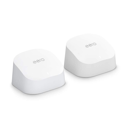 eero, Amazon eero 6 Dual-Band Mesh Wi-Fi 6 System with Built-In Zigbee Smart Home Hub (1 Router + 1 Extender)