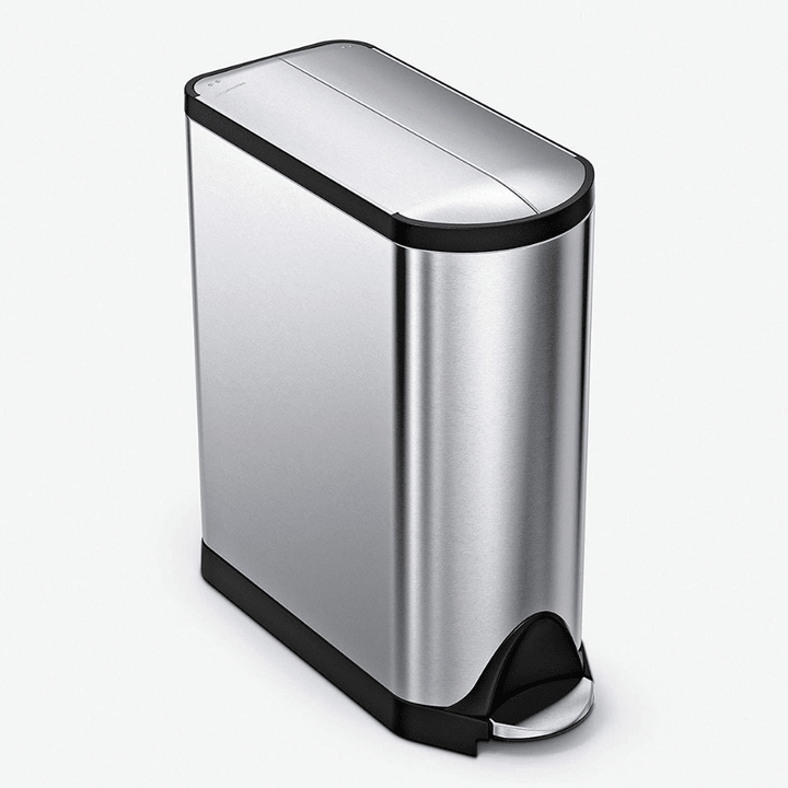Simplehuman 40 Liter, Butterfly Lid Kitchen Recycling Step Trash Can, Brushed Stainless Steel