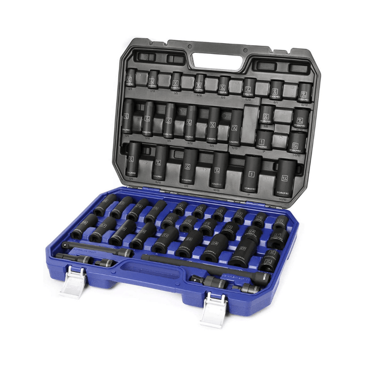 Workpro 1/2 Inch Drive Impact Socket Set With Extension Bars, 55 Pieces-Toolcent®