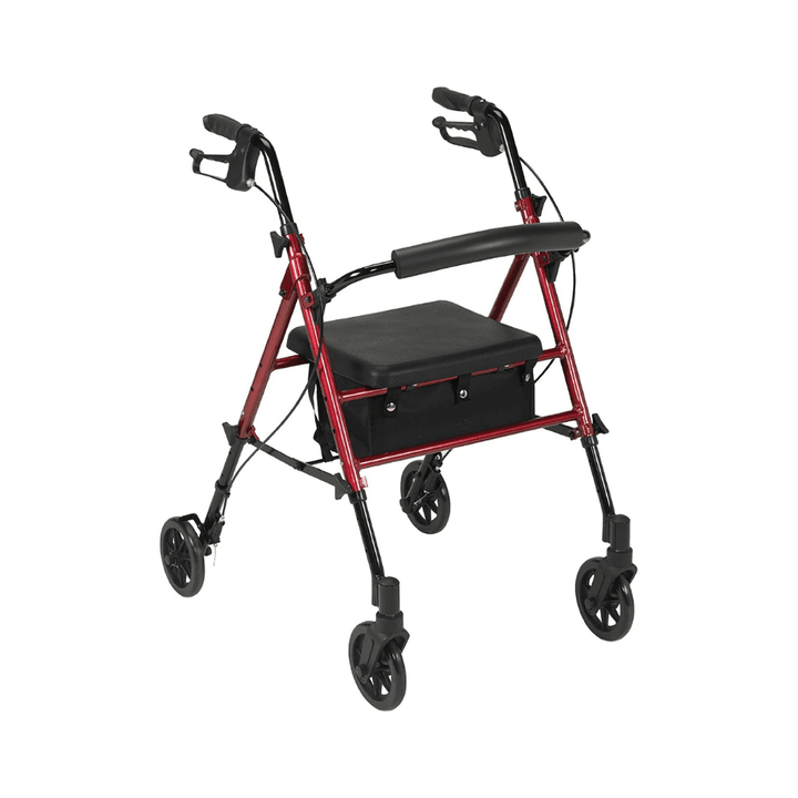 Drive Medical Adjustable Height Rollator with 6 Inches Wheels - Red-Toolcent®