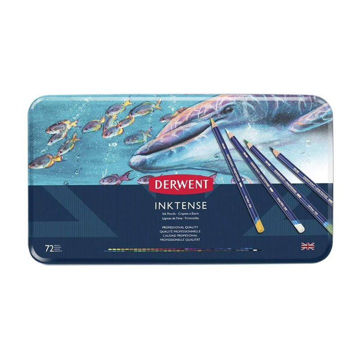 Derwent Colored Pencils, Inktense Ink Pencils, Drawing, Art, Metal Tin, 72 Count (2301843)-Toolcent®