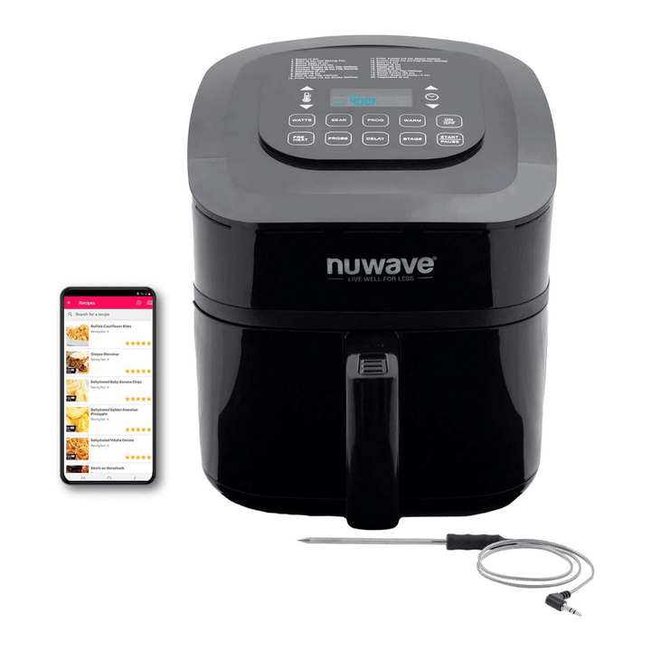 NuWave Brio 6-Quart Healthy Digital Smart Air Fryer, Black, New Accessory