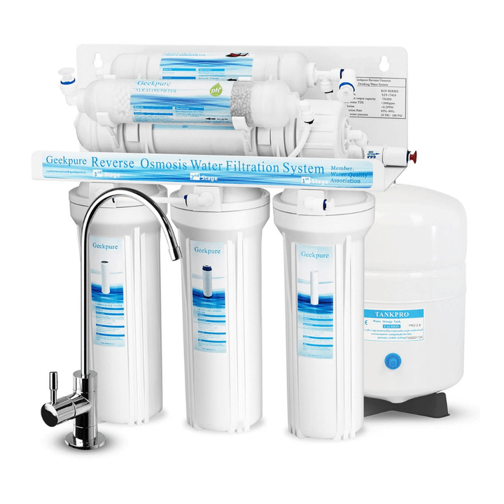 Geekpure 6-Stage Reverse Osmosis Drinking Water Filter System with Alkaline pH+ Remineralization Filter