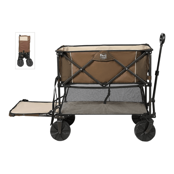 Timber Ridge Folding Double Decker Wagon, Heavy Duty Collapsible Wagon Cart with 54" Lower Decker, Support Up to 225 Lbs