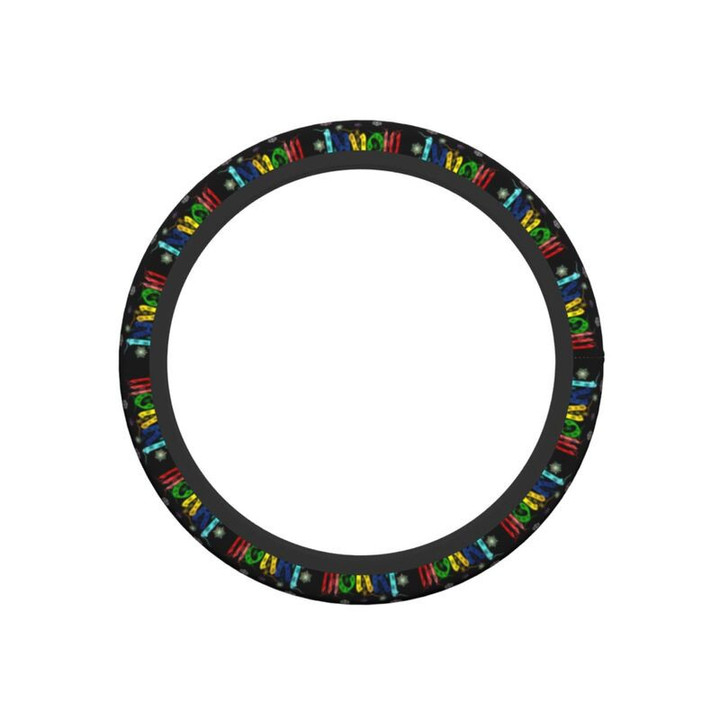A Very Colorful Merry Christmas Vehicle Steering Wheel Covers