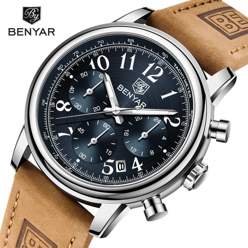 Wristwatches Quartz Watch Men Military Chronograph BENYAR Mens Watches Reloj Hombre Luminous Waterproof Sport Male Watches 2022 BY-5190