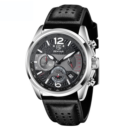 BENYAR 2021 New Men Watch Top Brand Waterproof Men Quartz Wristwatch Military Leather Watch Men Sports Chronograph Reloj Hombre BY-5171M
