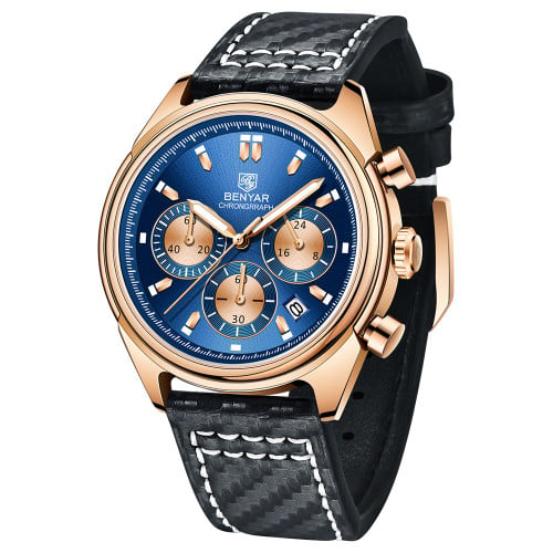 BENYAR Top Brand New Men Watches Leather Strap Luxury Waterproof Sport Quartz Chronograph Military Watch Men Clock Reloj Hombre BY-5195
