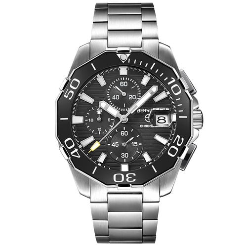 BERSIGAR New Stainless Steel Bezel Men Quartz wristwatches Luxury Sapphire Glass Chronograph Japan VH65 Watch Men reloj hombre BG-1617