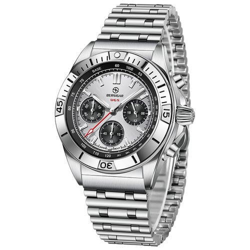 BERSIGAR New Stainless Steel Bezel Men Quartz wristwatches Luxury Sapphire Glass Chronograph Japan VH65 Watch Men reloj hombre BG-1705