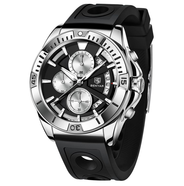 BENYAR 2021 Luxury Sports Quartz Watches Stainless Steel Fashion Men Watch Top Brand Casual Men Chronograph Watch reloj hombre BY-5180
