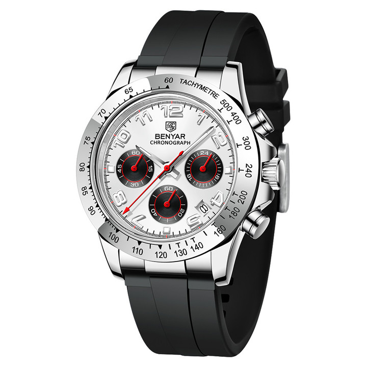 BENYAR New Luxury Men Quartz Wristwatches Top Brand Stainless Steel Chronograph 30M Waterproof Sports Watch for Men reloj hombre BY-5192